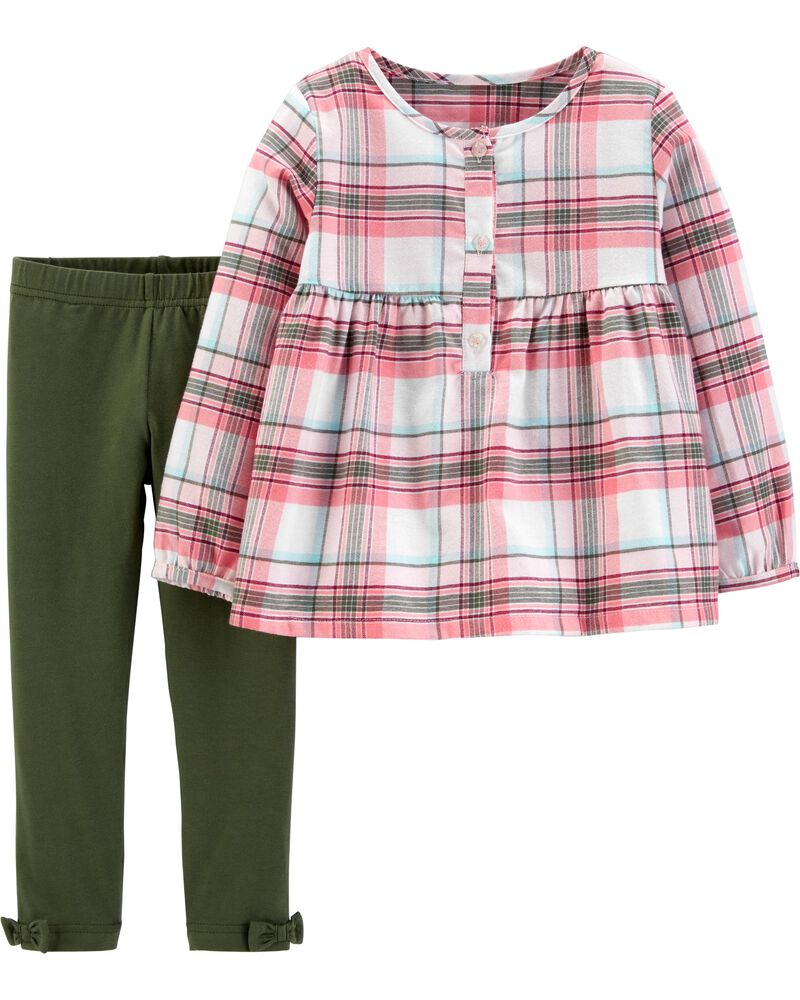 Carters Skirt Girls 2T Green White Checked Dress New with tags